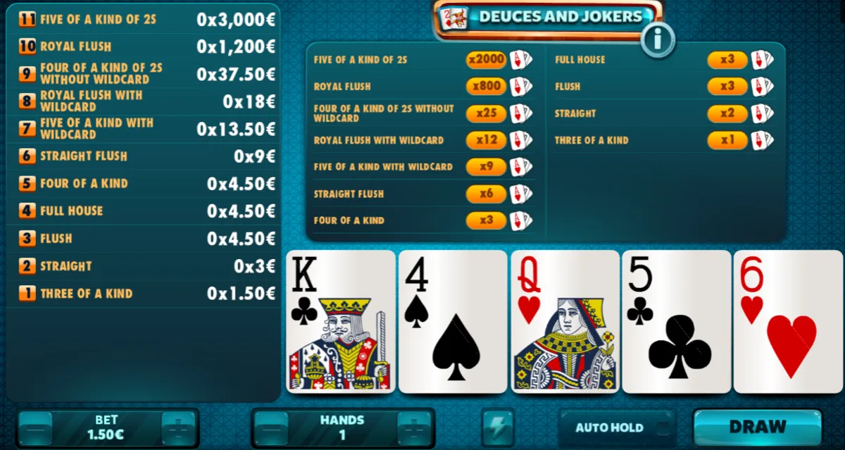 Skärmbild från spelet Deuces and Joker.