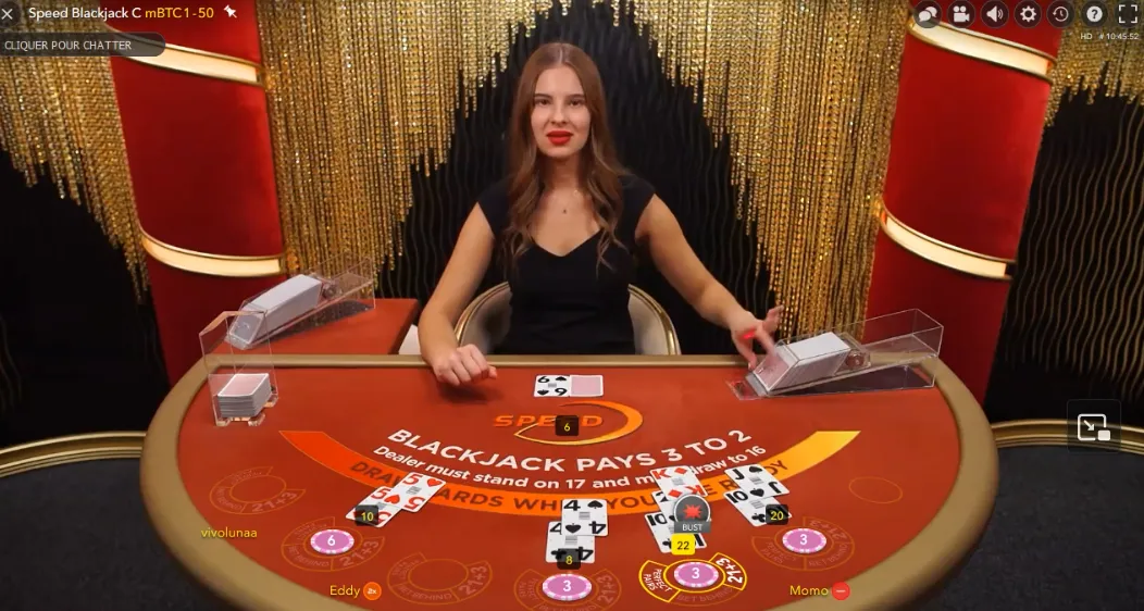 Skärmbild från spelet Speed Blackjack.