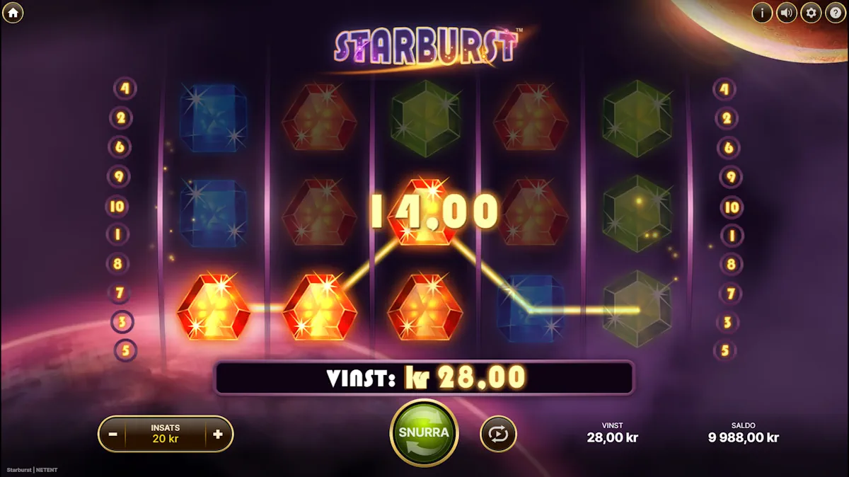 Skärmbild från spelet Starburst.