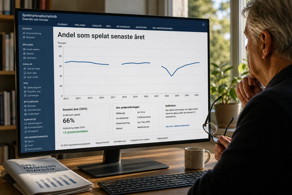 En skärm visar en kurva över spelvanor som är uppbruten i tre skilda segment med tydliga glapp emellan.